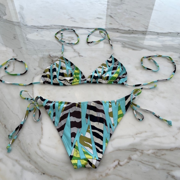 EMILIO PUCCI BLUE MULTI BIKINI SIZE IT 44 / US 10 - Picture 12 of 16